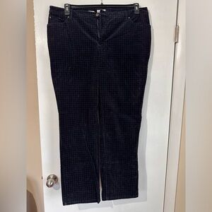 Charter Club Women’s Dark Corduroy Blue and Black Houndstooth Pants Sz 20W